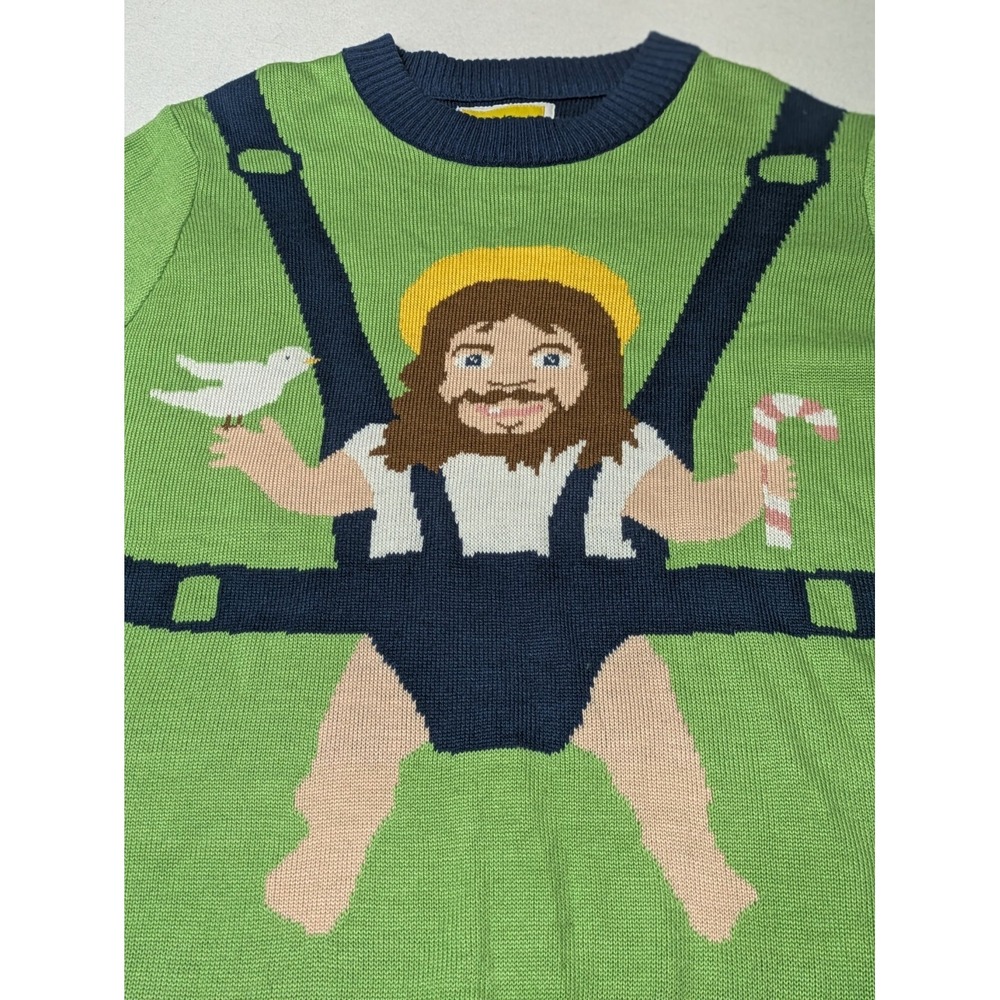 Tipsy Elves Sweater Mens XL Green Sweet Baby Jesus Ugly Christmas Easter - Picture 3 of 12